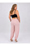 Plus Size Belted High Waist Lycra Balloon Cut Elastic Leg Sandy Fabric Women's Trousers - 4