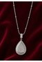 Jewelry Store Model Shiny Stone Motif Drop Steel Necklace (Silver Color)