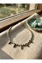 Amazonite Natural Stone and Steel Detailed Necklace
