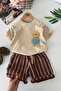 Miniğimin Cicileri Bear Printed Boys' Shorts Set - Beige - 6