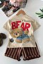 Miniğimin Cicileri Bear Printed Boys' Shorts Set - Beige - 3