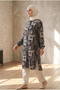 Women's Mink Ethnic Patterned Viscose Tunic Shirt - Hijab Shirt, Buttoned, Elastic Cuff, Summer Wear - 3