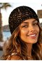 قبعة شبكية سوداء مزينة بالترتر محبوكة يدويًا