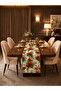 Modern Decorative Runner Tablecloth with Poppy Flowers and Red Stripes - 2