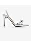 Women's Pointed Toe Knotted Back Elastic Heeled Sandals Zorin Gold (9cm) - 5