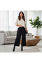 Women's Black Plissé Wide-Leg Pleated Culottes - 2
