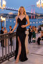 Slim Straps Ribbed Slit Long Evening Dress - Mee1024 - 6