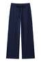 Premium - Tide Collection |   Navy Blue Lace-Up Wrinkled Textured Wide-Leg Women's Trousers - 2