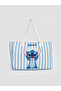 Blue Stitch Embroidered Girl's Beach Bag