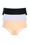 3 Pieces Women's High Waist Bato Panties Black White Skin