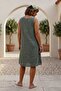 Khaki Pool Collar Sleeveless Pocketed Lined Embroidered Washable Casual Cotton Woven Dress 110 55 - 4