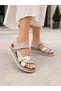 Genuine Leather Women's Orthopedic Sandals with Velcro Daily Comfortable Summer Silver Gold Sandals