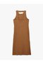 Viscose Fabric Round Neckline Window Detail Backless Sleeveless Long Dress - 6