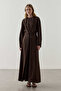Tencel Dress with Eyelet Detail on the Front, Brown