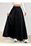 Women's Flared Skirt with Pockets and Elastic Waist in Poplin Fabric, Length 90 cm - 4