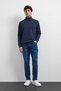 Navy Blue Men's Stand Collar Regular Fit Sweatshirt Bsw1204000000 - 2