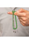 Green Round Crimped Amber Prayer Beads with Silver Tassels - 3