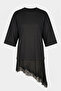 Crew Neck Oversize Asymmetrical Lace Detailed T-Shirt - 8