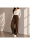 Women's Summer Crinkle Wide-Leg Loose-Fit Striped Trousers with Pockets