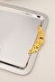 Pelto Silver Stainless Steel Square Gold Handle Coffee Presentation Tray Serving Decorative Tray - 4