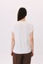 Windowed V-Neck Lace Detailed T-Shirt with Print - 5