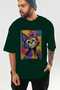 For the Sake of Cat 61 Front Cat Printed Green Oversize T-Shirt 100% Cotton Unisex Cat Lover Premium Design - 6