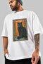 For the Sake of Cat Love 95 Front Cat Printed White Oversize T-Shirt 100% Cotton Unisex Cat Lover Premium Design - 3