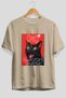 For the Love of Cats 116 Front Cat Printed Beige Oversize T-Shirt 100% Cotton Unisex Cat Lover Premium Design