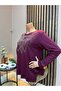 Women's Middle Age and Above Choker Patterned Crystal Stone Mother Combed Cotton Blouse - 2