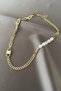 Gourmet Chain Necklace with Lock Detail and Pearls in Row - 4