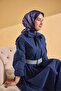 Twill Silk Bloom Scarf Purple Navy Blue 90X90 - 4