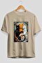 For the Love of Cats 52 Front Cat Printed Beige Oversize T-Shirt 100% Cotton Unisex Cat Lover Premium Design