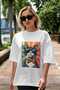 For the Love of Cats 57 Front Cat Printed White Oversize T-Shirt 100% Cotton Unisex Cat Lover Premium Design - 5