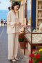 Women's Large Size V-Neck Long Sleeve Relaxed Cut 100% Cotton Double Set with Pockets Daily Comfortable Modern - 2