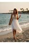 Asymmetrical Cut Buldan Fabric Hand Knitted Lace Bustier Model Beach and Casual Dress - 4