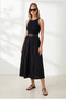 Women's Black Belted Collar Accessory Dress Elb-19002673 - 5
