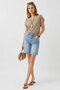 High Waist Med Blue 5 Pocket Jean Bermuda Shorts-Med Blue - 5