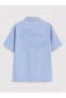 Men's Premium Oversize Cut Shirt with Embroidery Detail Blue Eca077 - 8
