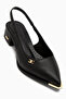 Norah Black Elastic Short Heeled Women's Shoes