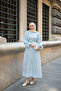 Women's Balloon Sleeve Waist Tie Dress Blue - 3