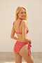Women's Red Floral Patterned Fully Lined Side Tie String Bikini Bottom - 6