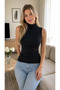 Women's Black & White & Nude Cotton Lycra Zero Sleeve Turtleneck Combed Cotton 3-Piece Undershirt - 2