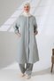 Women's Muslin Zippered Hijab Double Set Cotton Hajj and Umrah Outfit Mint Green (Vsn)