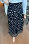 Black Polka Dot Chiffon Skirt with Elastic Waist