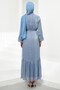 Blue Floral Bronched Chiffon Dress - 6