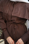 Women's Ruffled Stone Detailed Waist Tie Shirt Brown - 4