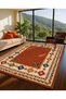 Sdt Ethnic Geometric Patterned Tile Carpet Rustic Floral Woven Base Decorative Carpet Sdtt1524 - 2
