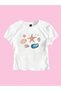 Women's Marine Style Printed Crew Neck Slim Crop Tshirt - 2