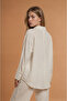 Cream Crepe Linen Shirt Pants Set - 3
