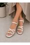 Women's Cross-Strapped White Trok Detailed Comfortable Daily Sandals - 2